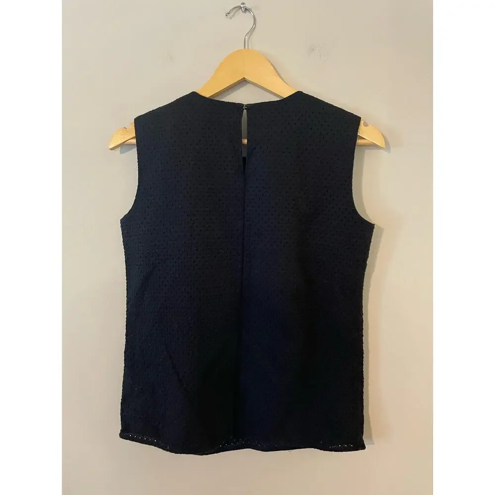 TNGT Today N Going On Tomorrow Eyelet Sleeveless Blouse Navy S/M - Picture 2 of 6